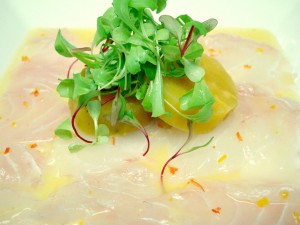 The tiradito, a lighter version of the ceviche, without the intensity of the raw onion.