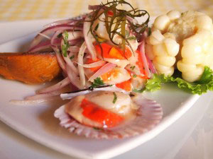 Cebiche de conchitas light and delicious.